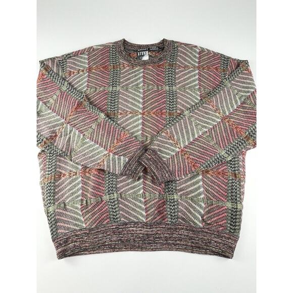 Vintage Barnes Storm Geometric Stripe Design Lightweight Sweater Size XL - Picture 1 of 10